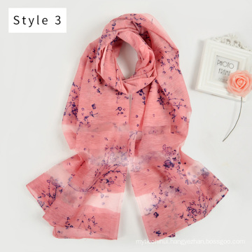 2017 new arrival long blended digital women indian fashion printed floral pattern neck scarf